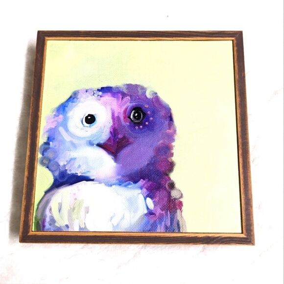 NWOT Framed 6x6 Whimsical Owl Painting by Oopsy Dasiy - Picture 4 of 9